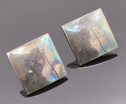 925 Sterling Silver Earrings PALIU SPAIN Minimalist Square Clip Back  EG12833