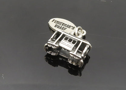 925 Sterling Silver  Vintage Fisherman's Wharf Trolley Car Pendant  PT15970