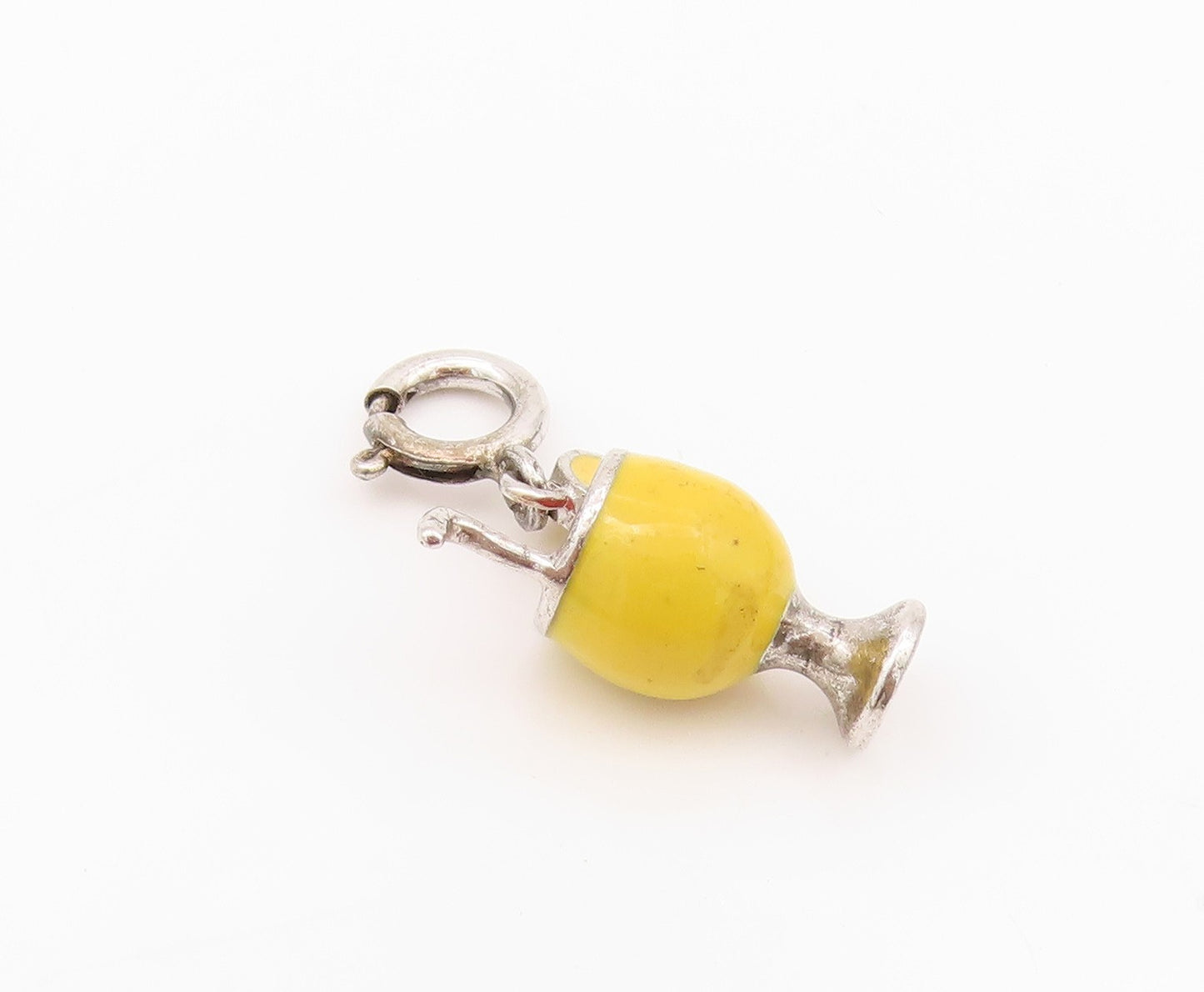 925 Sterling Silver Vintage Pendant Enameled Cocktail Glass Charm  PT24325
