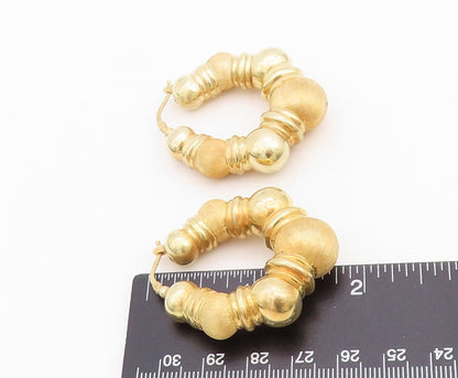 925 Sterling Silver Vintage Earrings Gold Plated Antique Carved Hoops  EG13220