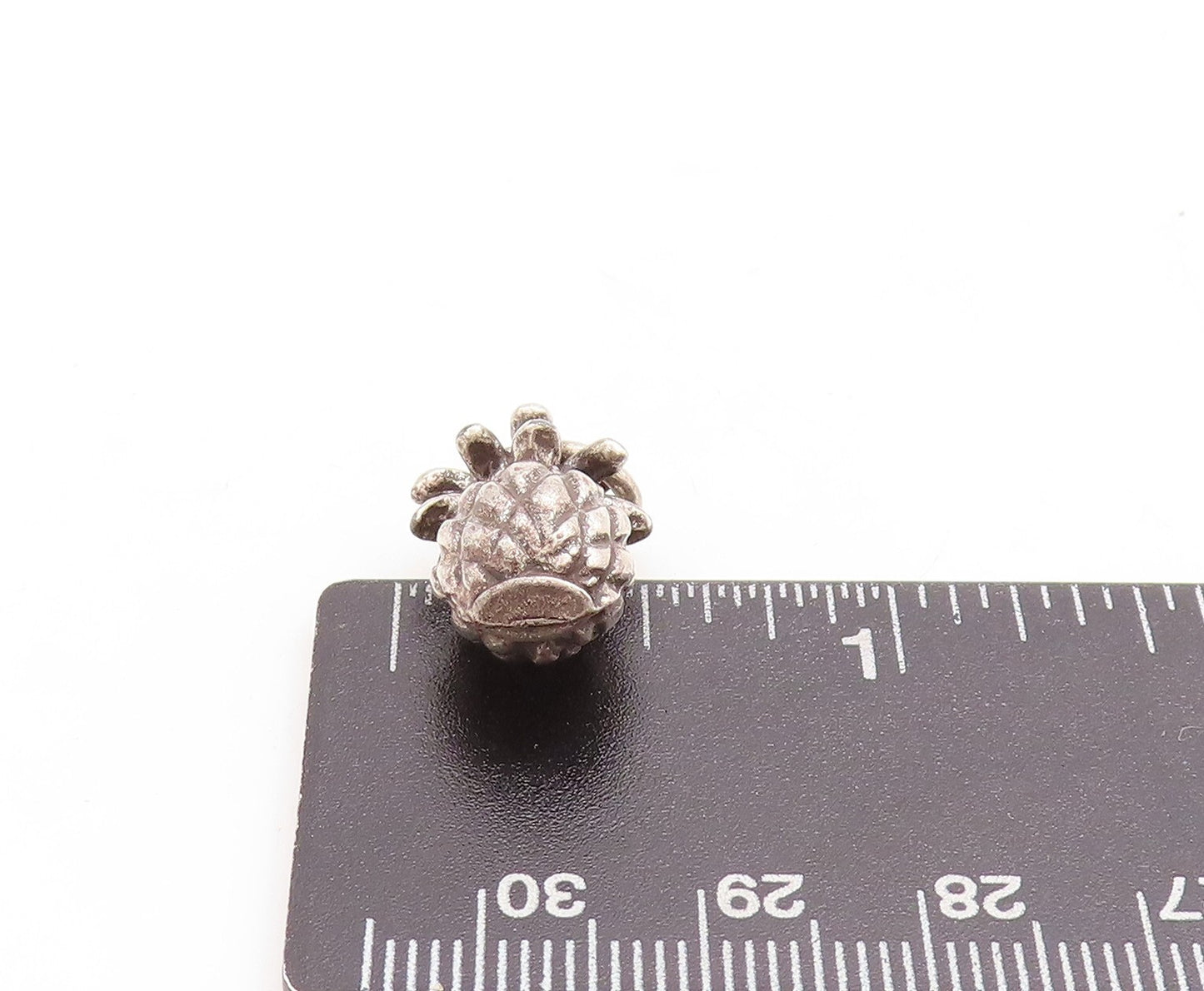 925 Sterling Silver Vintage Pendant Dark Tone 3D Carved Pineapple Charm  PT23741