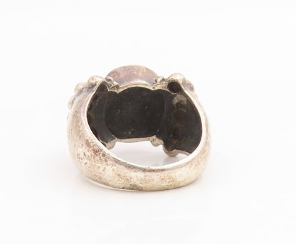 925 Sterling Silver Vintage Ring Cabochon Onyx Statement Band  Sz 6.5  RG34869
