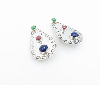 CARSI MEXICO 925 Silver  Vintage Lapis Lazuli Shiny Non Pierce Earrings EG2720