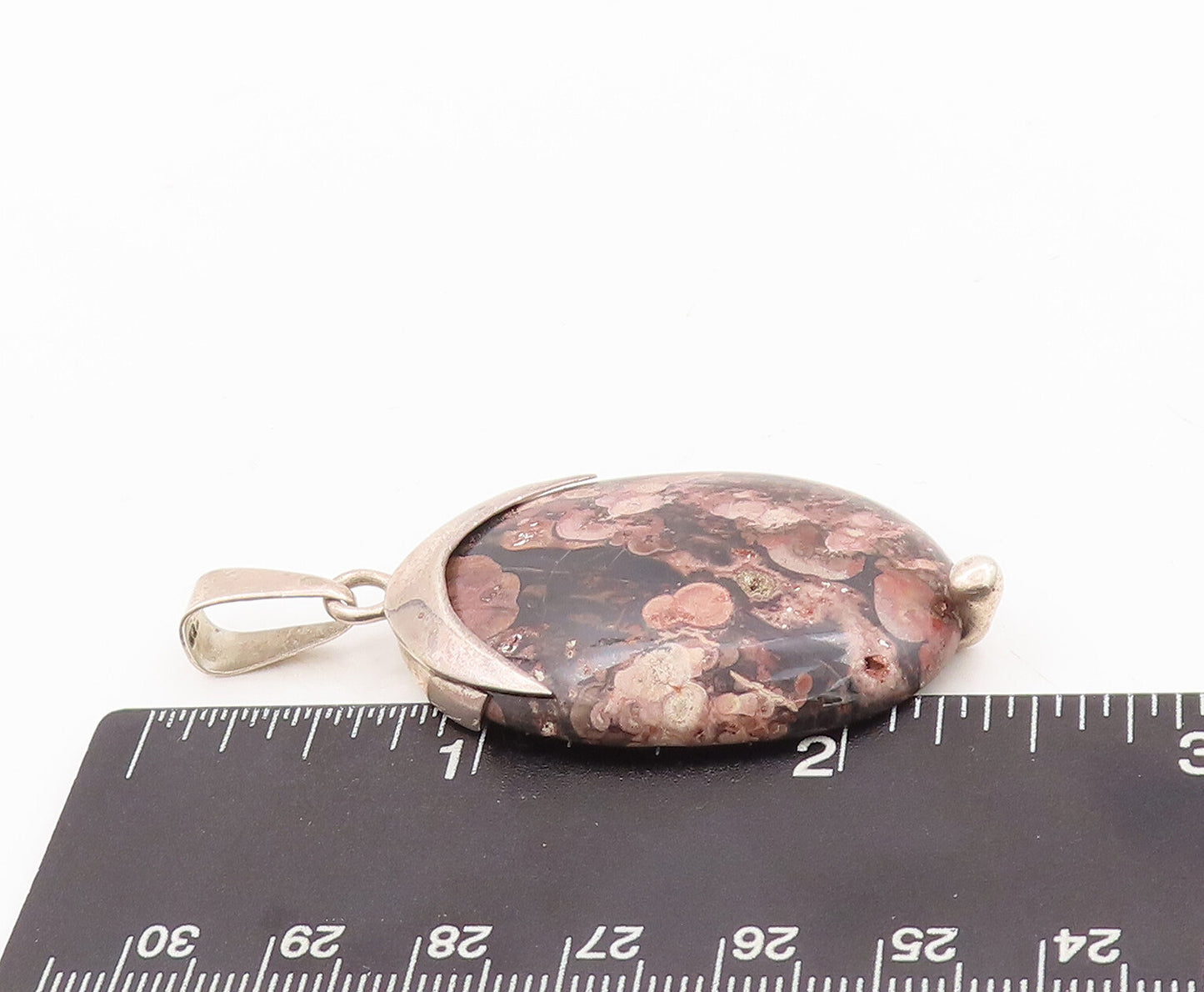 925 Sterling Silver Vintage Pendant Designer Large Cabochon Gemstone  PT23144