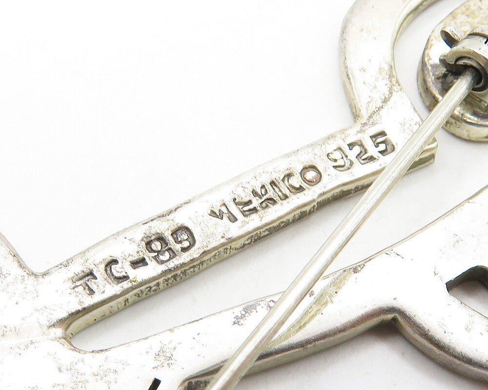 MEXICO 925 Sterling Silver  Vintage Shiny Cactus Outline Brooch Pin  BP7109