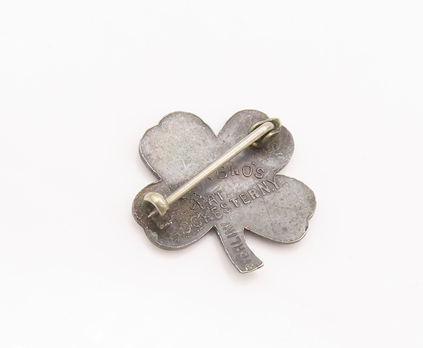 925 Sterling Silver Vintage Brooch Pin Two Tone Enameled Antique Flower  BP10721