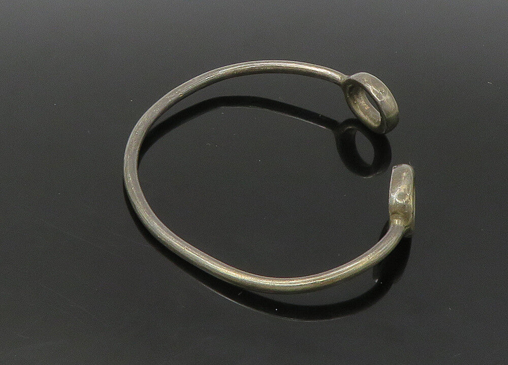 MEXICO 925 Silver  Vintage Dark Tone Oval Ends Smooth Cuff Bracelet  BT8805