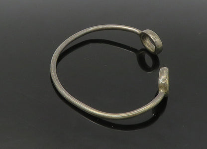 MEXICO 925 Silver  Vintage Dark Tone Oval Ends Smooth Cuff Bracelet  BT8805