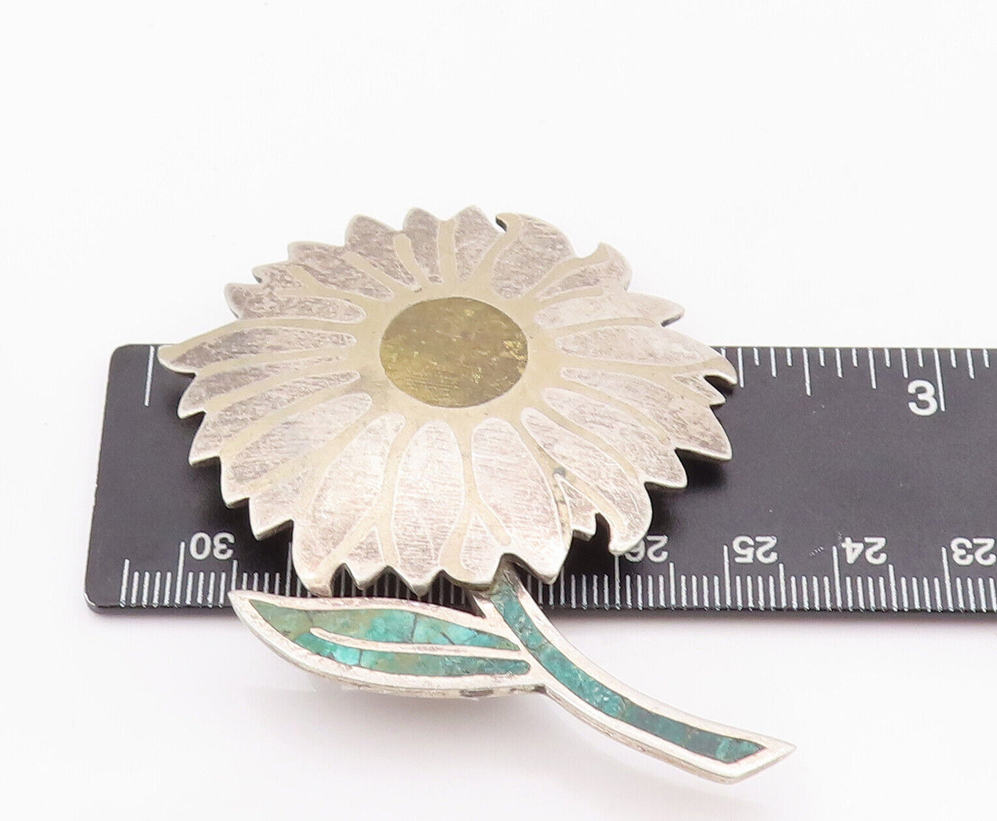 925 Sterling Silver Vintage Brooch Pin LOS CASTILLO MEXICO Turquoise  BP10900
