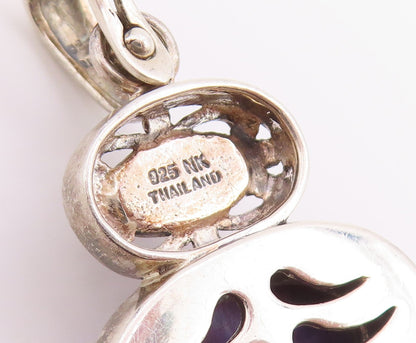 925 Sterling Silver Vintage Pendant Classic Cabochon Turquoise Charm  PT26530