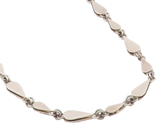 925 Sterling Silver Vintage Necklace Interlocking Teardrop Link Chain NE4688