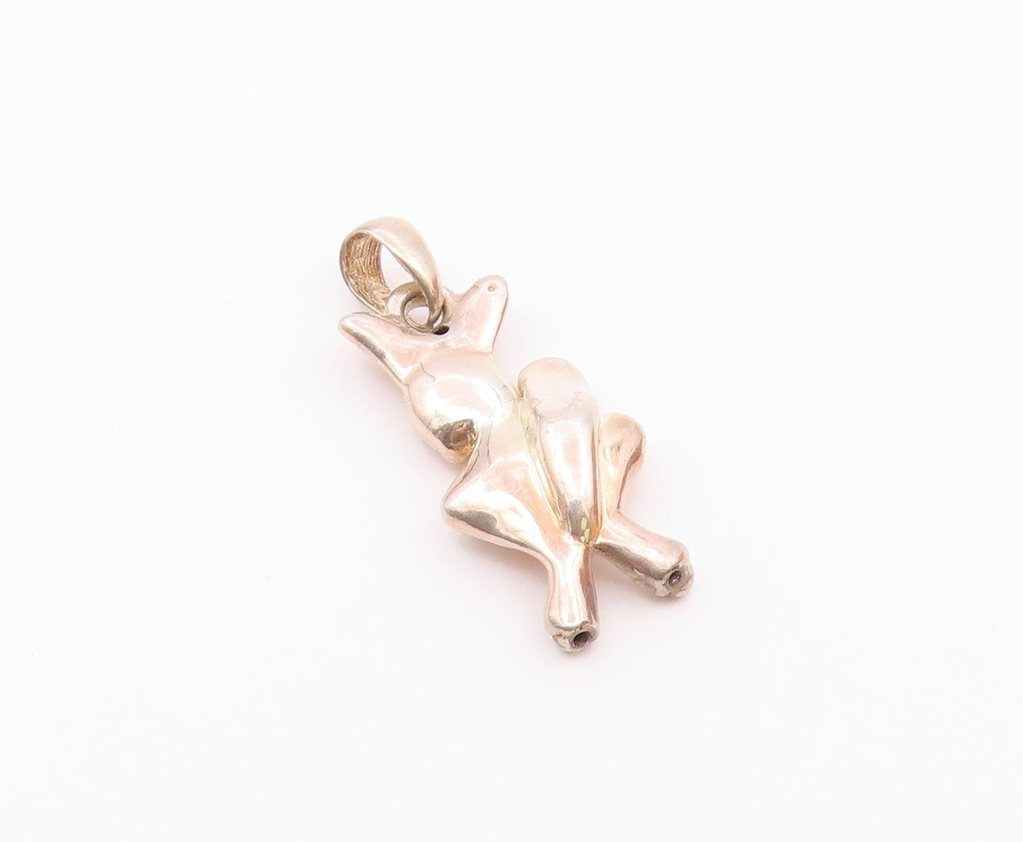 925 Sterling Silver  Vintage Shiny Hollow Kangaroo Animal Pendant  PT19790