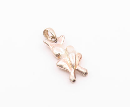 925 Sterling Silver  Vintage Shiny Hollow Kangaroo Animal Pendant  PT19790