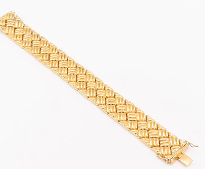 925 Sterling Silver Vintage Bracelet Linked Gold Plated Woven Effect  BT10405