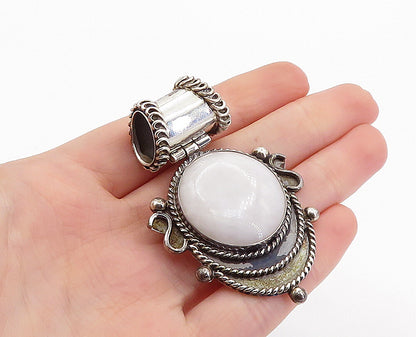 MEXICO 925 Sterling Silver  Vintage Cabochon Cut Quartz Twist Pendant  PT4008
