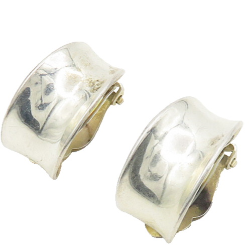 MWS MEXICO 925 Sterling Silver Vintage Concave Non Pierce Drop Earrings  EG9409