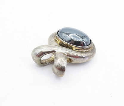 ESPO 925 Sterling Silver  Vintage Cabochon Cut Hematite Slide Pendant  PT3891