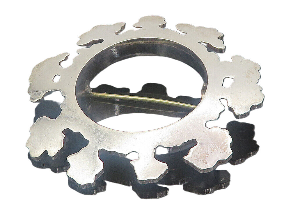 ENGLAND 925 Sterling Silver  Vintage Shiny Open Circle Brooch Pin  BP2938