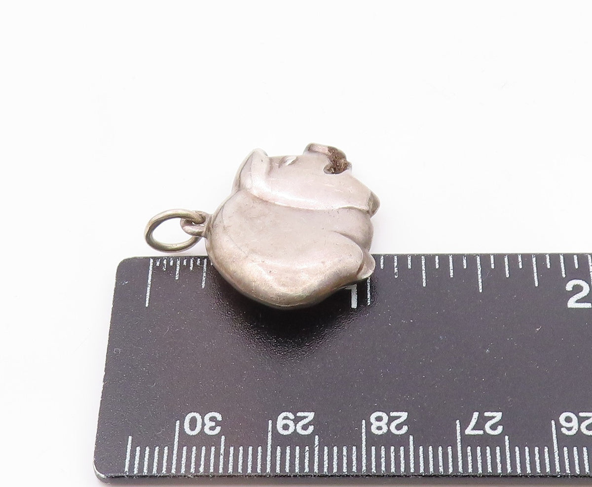 925 Sterling Silver  Vintage Minimalist Hollow Pig Animal Pendant  PT21432