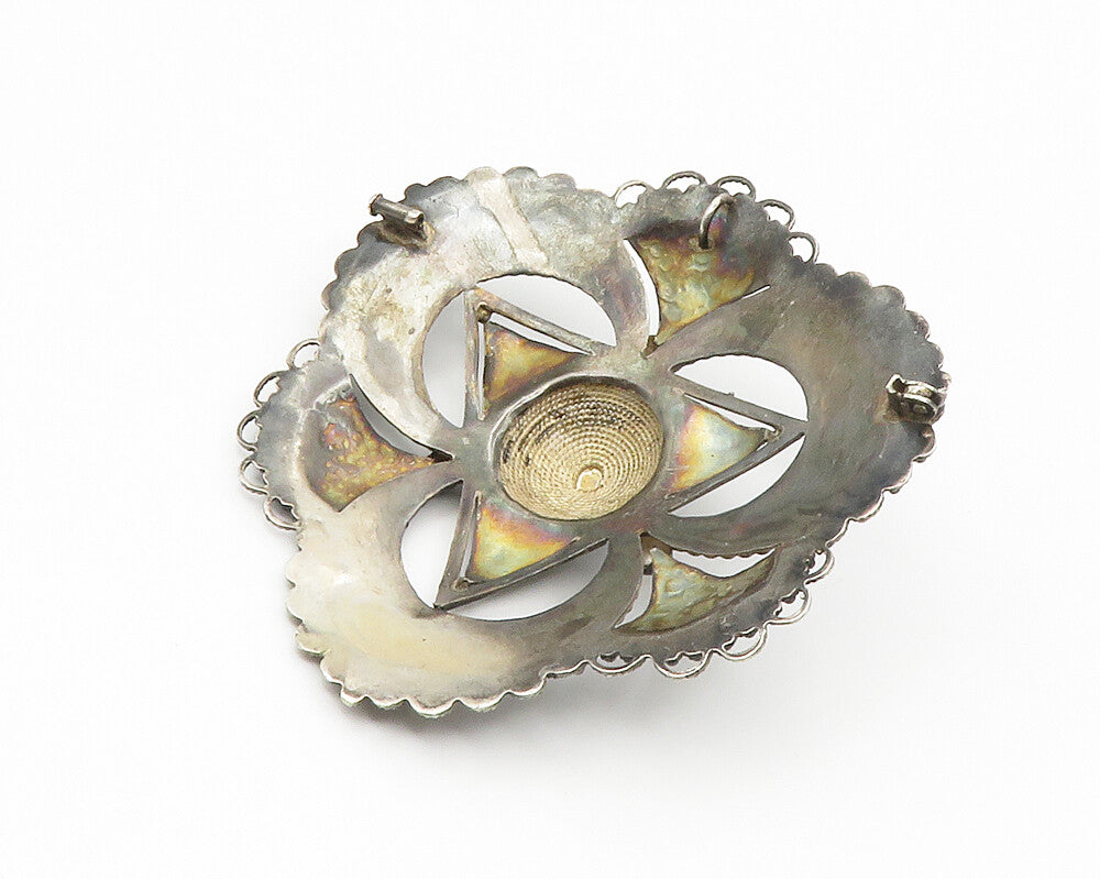 925 Sterling Silver  Vintage Antique Dark Tone Star Detail Brooch Pin  BP5294