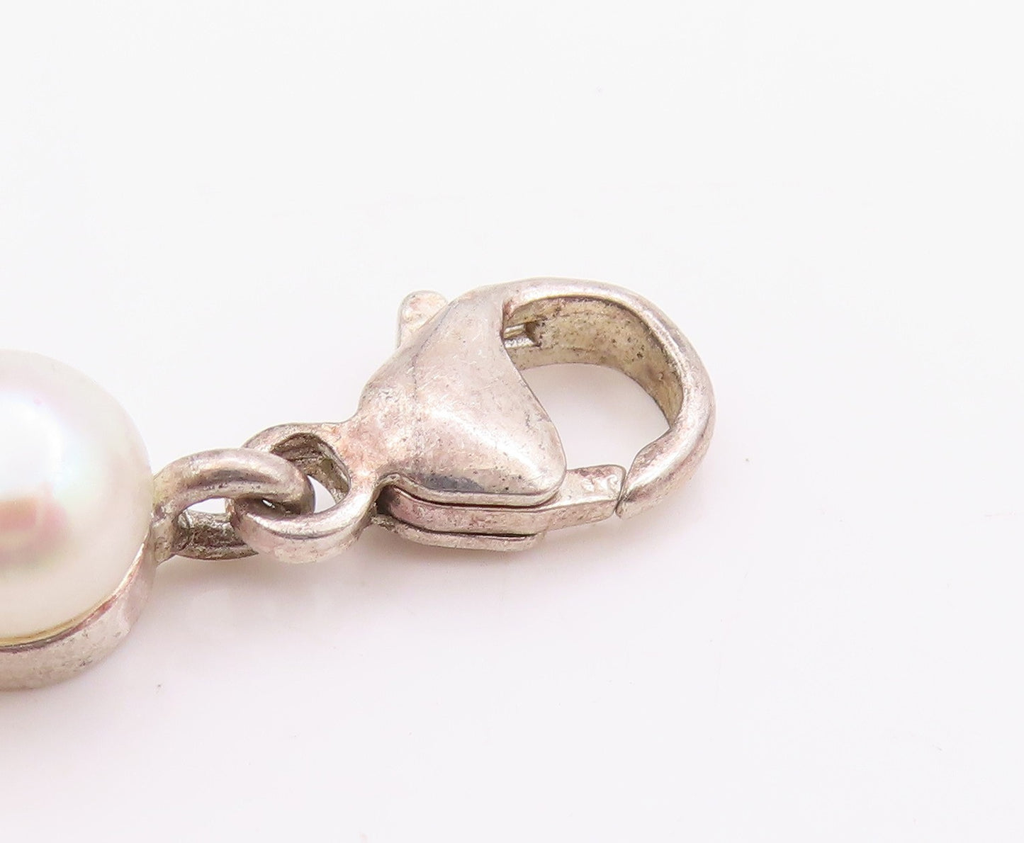 925 Sterling Silver Vintage Bracelet Disk & Pearl Band  BT11348