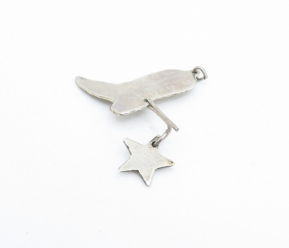 925 Sterling Silver  Vintage Star Charmed Cowboy Boot Motif Pendant  PT2628