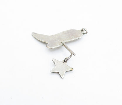 925 Sterling Silver  Vintage Star Charmed Cowboy Boot Motif Pendant  PT2628