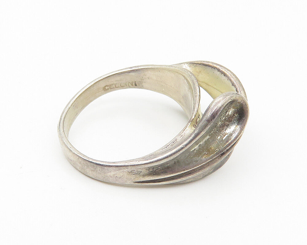 CELLINI 925 Silver  Vintage Dark Tone Concave Dome Band Ring Sz 6  RG11087