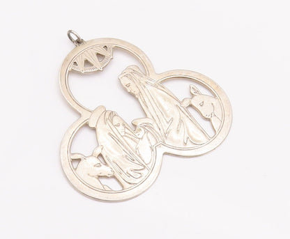 925 Sterling Silver Vintage Pendant LUNT 1975 Solid Jesus Birth Carved  PT22953