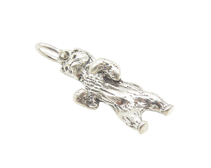925 Sterling Silver  Vintage Petite Shiny Standing Bear Drop Pendant  PT8796