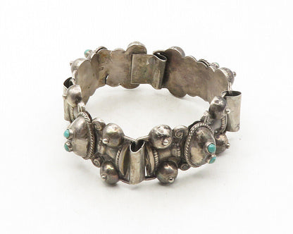 MEXICO 925 Silver  Vintage Antique Turquoise Twist Chain Bracelet  BT4174