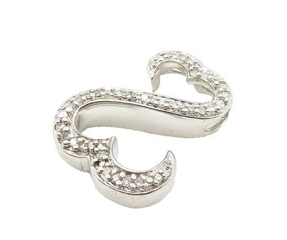 925 Sterling Silver  Shiny Genuine Diamonds Infinity Heart Pendant  PT12554