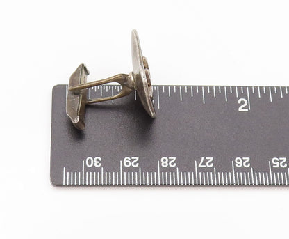TAXCO 925 Sterling Silver  Vintage Branch Carved On Hammered Cuff Links TR3524