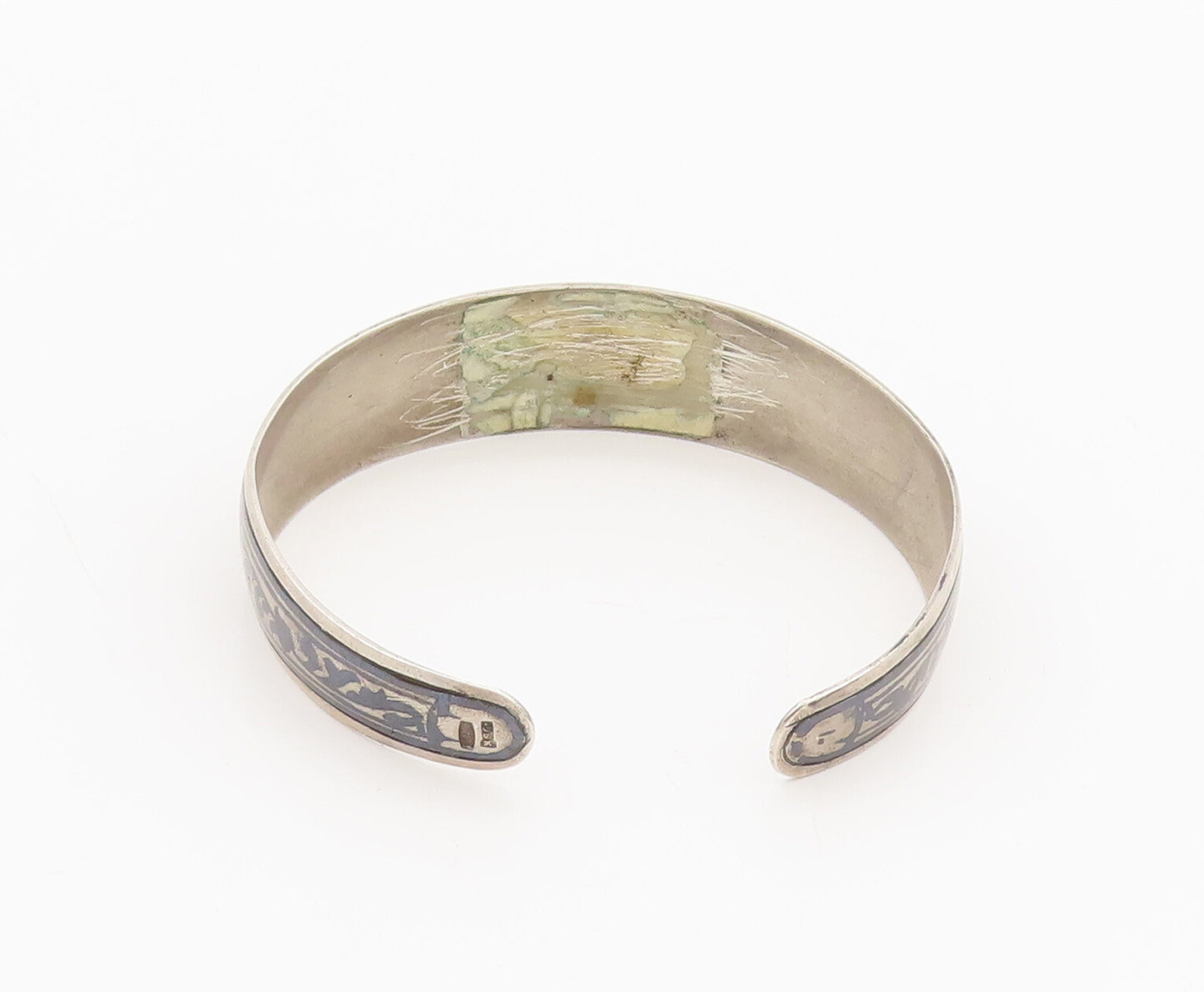 EAST EUROPE 925 Silver Vintage Antique Enameled Swirly Design Bracelet BT10007