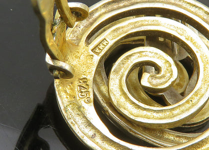 MMA 925 Silver  Vintage Gold Plated Round Spiral Non Pierce Earrings  EG10800