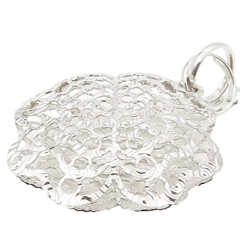 925 Sterling Silver  Shiny Polished Open Flower Motif Pendant  PT13746