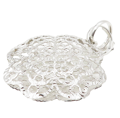 925 Sterling Silver  Shiny Polished Open Flower Motif Pendant  PT13746