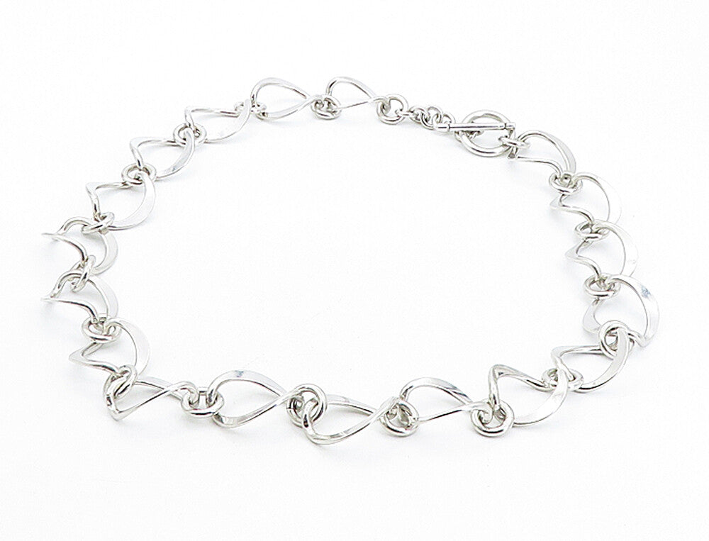 MEXICO 925 Sterling Silver  Vintage Shiny Open Link Chain Necklace  NE1317