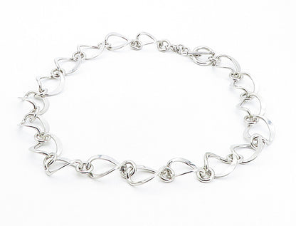 MEXICO 925 Sterling Silver  Vintage Shiny Open Link Chain Necklace  NE1317