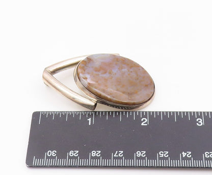 925 Sterling Silver  Vintage Oval Amethyst Cacoxenite Held Pendant  PT21012