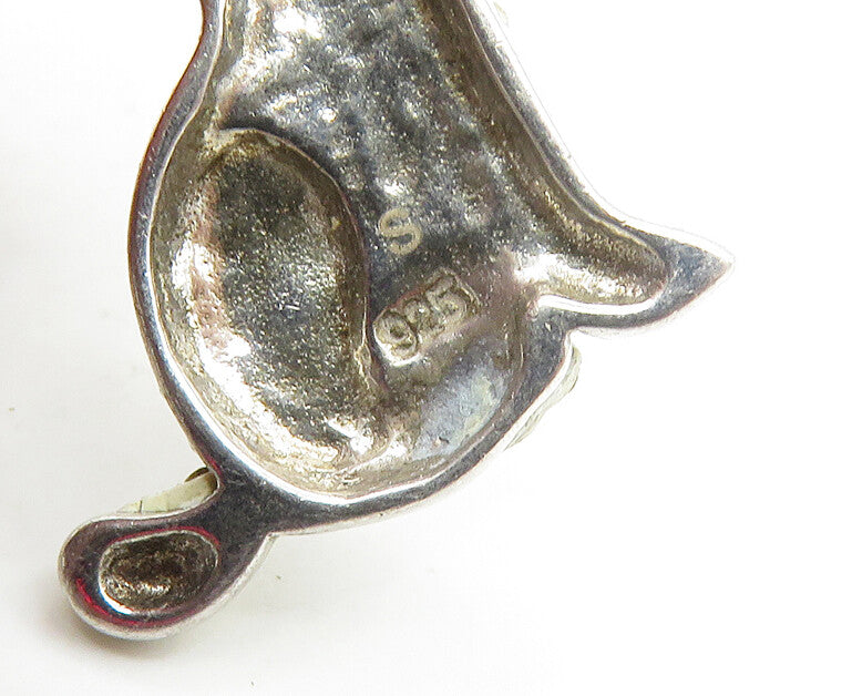 925 Sterling Silver  Vintage Cubic Zirconia Spotted Dog Pendant  PT13783