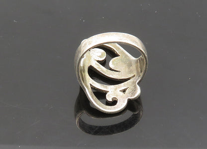 925 Sterling Silver  Vintage Dark Tone Open Swirl Band Ring Sz 8.5  RG21560