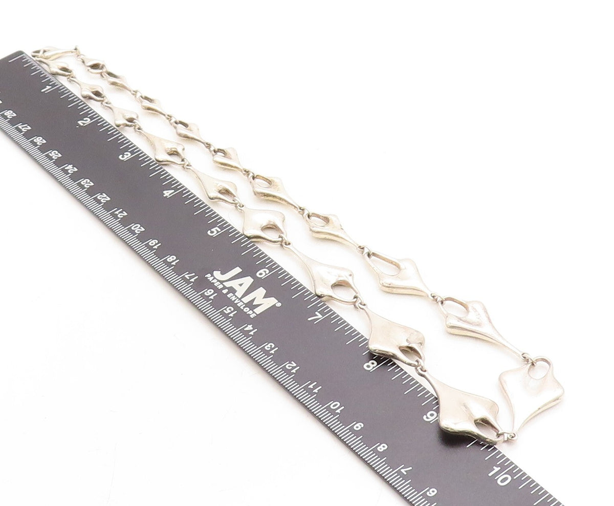 RLM STUDIO 925 Silver  Vintage Shiny Sculpted Link Chain Necklace  NE2222