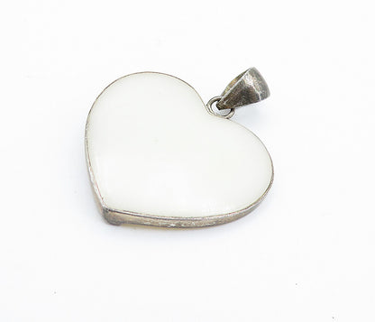 925 Sterling Silver  Vintage Mother Of Pearl Spiral Love Heart Pendant  PT4108