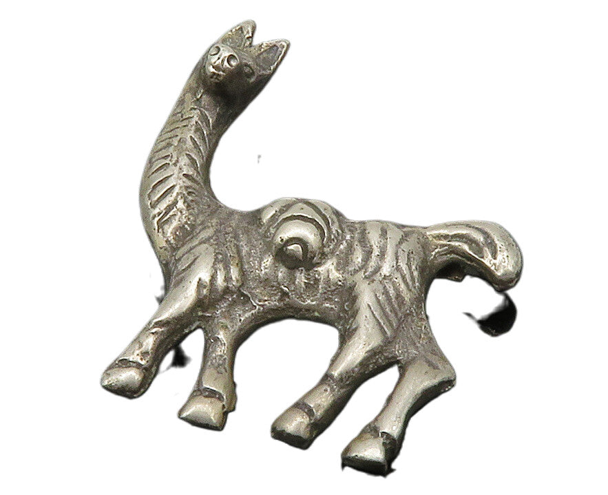 PERU 925 Sterling Silver  Vintage Antique Dark Tone Alpaca Brooch Pin  BP5037