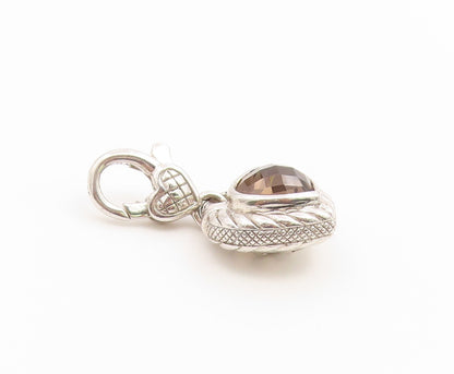 925 Sterling Silver Vintage Pendant JUDITH RIPKA Smoky Quartz Love Heart PT26650