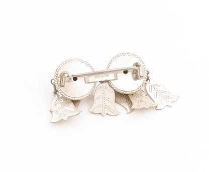 925 Sterling Silver Vintage Brooch Etched Geometric Spheres With Dangles BP11928