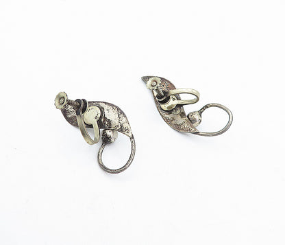 MEXICO 925 Sterling Silver  Vintage Single Leaf Non Pierce Earrings  EG2311