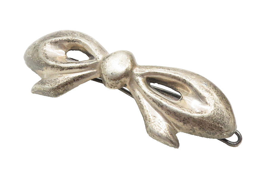 MEXICO 925 Sterling Silver  Vintage Dark Tone Bow Tied Ribbon Clip  TR1709