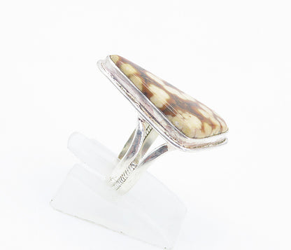 925 Sterling Silver  Brown Spotted Jasper Cocktail Ring Sz 7.5  RG8486